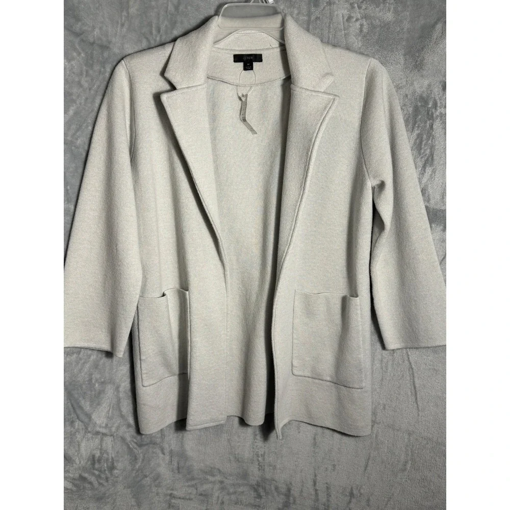 J Crew Womens Open Front Knit Blazer NWT Jacket Light Gray Size M Style J0244 - Picture 1 of 10